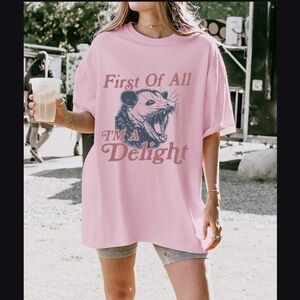 Womens Novelty Tee Shirt Oppossum Humerous Comedy Sarcastic White Elephant 2X